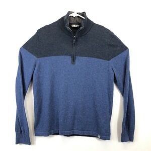 The North Face 1/4 Zip Wool Nylon Blend Pullover Sweater Men's Size M Blue Navy‎